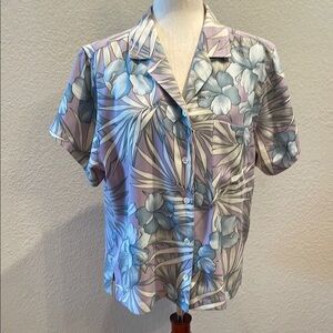 TOMMY BAHAMA 100% Silk Floral Button-Up Women’s Top Sz Lg